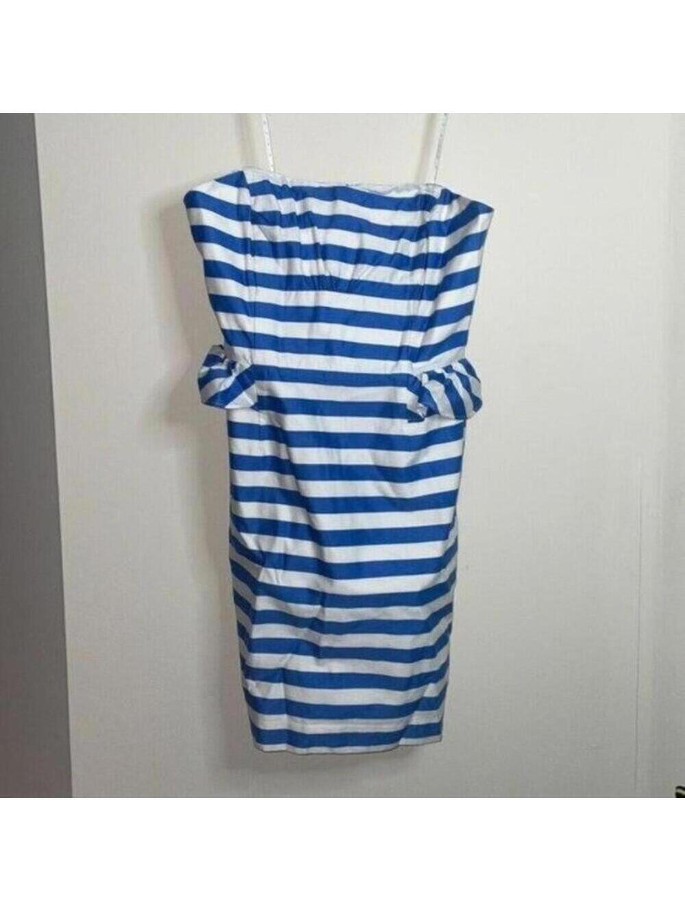 Lilly Pulitzer Blue and White Striped Strapless Dress